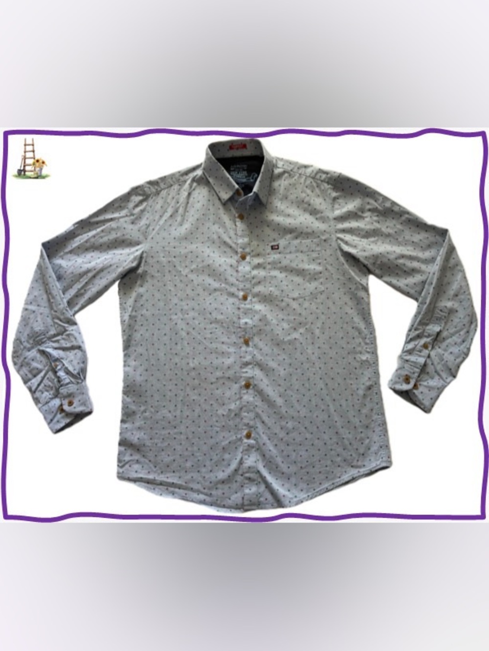 Arrow Men's White Button-Down Shirt with Micro Dot Pattern